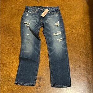 Levi's Men’s Distressed Straight Jeans - Medium Blue